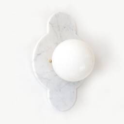 White Cararra Marble & Opal Glass Globe Sconce Light Bohemian Flush Mount Wall Vanity Powder Room - thumbnail 2