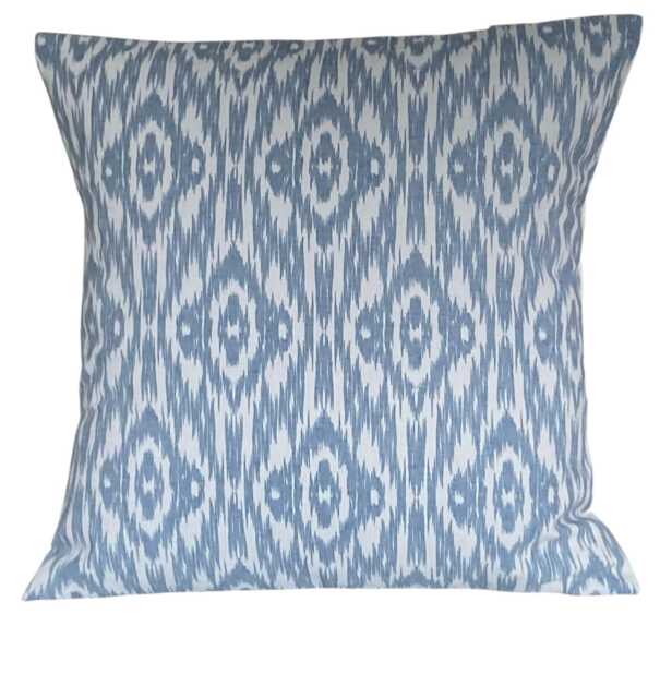 Aztec Ikat Print Blue Bohemian Blurred Geometric Cushion Cover 16 - image 1