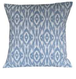 Aztec Ikat Print Blue Bohemian Blurred Geometric Cushion Cover 16 - thumbnail 1