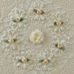 Lace Embroidery Hoop Art Cream Floral Wall Decor - thumbnail 3