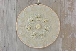 Lace Embroidery Hoop Art Cream Floral Wall Decor