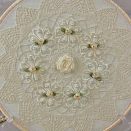 Lace Embroidery Hoop Art Cream Floral Wall Decor - thumbnail 2