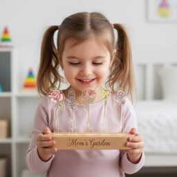 Personalized Birth Flower Night Light, Custom Family Lamp, Beech Wood Base, Rgb Led Light - thumbnail 3