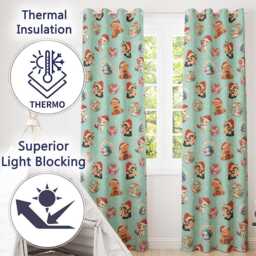 Cute Christmas Cats Teddy Bear Baubles On Teal Background Seamless Pattern Readymade Eyelet Ring Top Thermal 100% Blackout Curtains - thumbnail 3