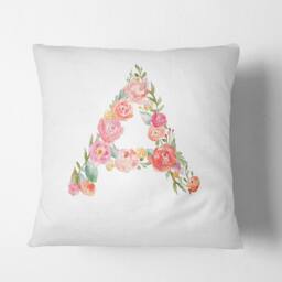 Personalised Alphabet Floral Name Initial Letter Cushion Pillow Case Insert Filler Gift For Him/Her - thumbnail 2
