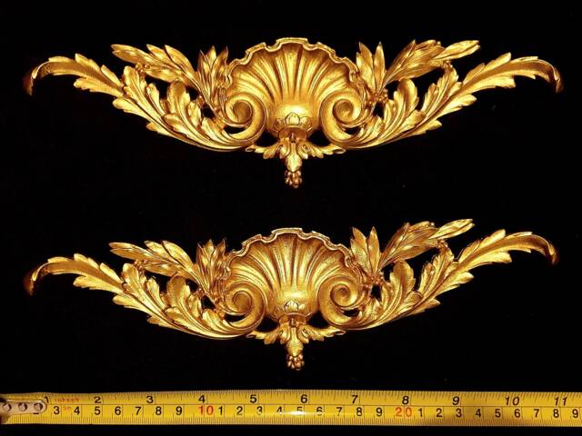 Pair Gilt Or White French Louis Xv Style Decorative Wall Furniture Moulding Pediment Plastic Decoration - image 1