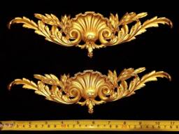 Pair Gilt Or White French Louis Xv Style Decorative Wall Furniture Moulding Pediment Plastic Decoration - thumbnail 1