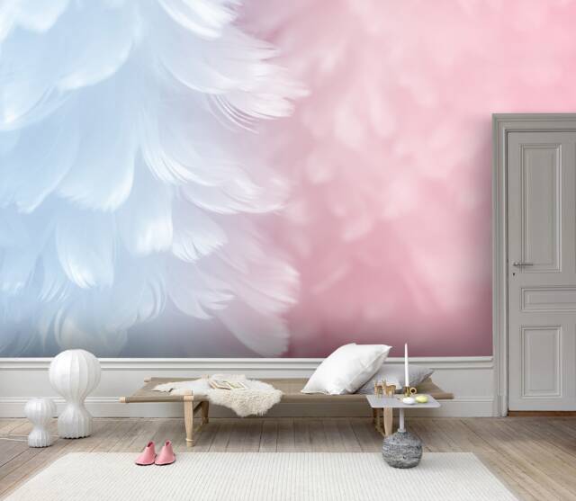 3D Feather Wallpaper Mural, Watercolor Wall Art, Peel & Stick - image 1