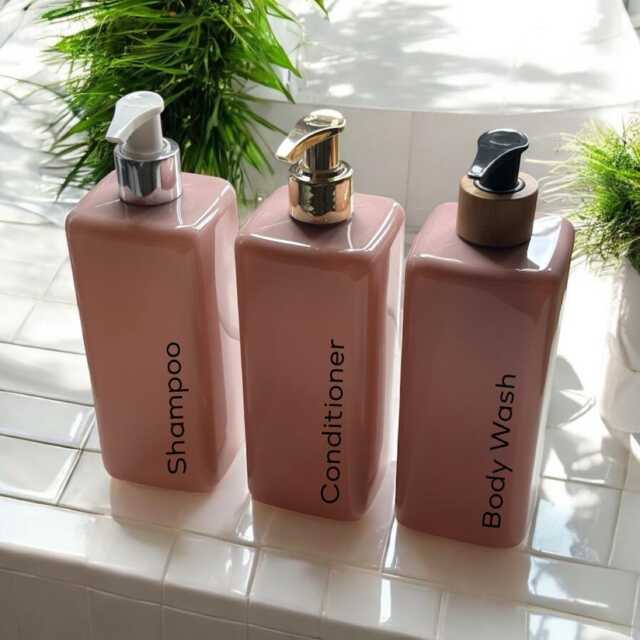 Personalised Pink Square Soap Dispenser With Pump 500Ml - 12 Options - image 1