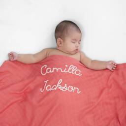 Personalized Hand-Lettered Baby Swaddle - Custom Embroidered Newborn Blanket