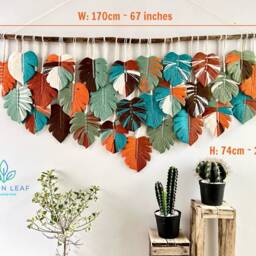 Monstera Macrame Leaf Wall Hanging Boho Tapestry Art - thumbnail 3