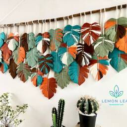 Monstera Macrame Leaf Wall Hanging Boho Tapestry Art - thumbnail 4