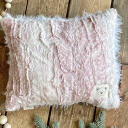 Pink Fawn Faux Fur Pillow For Woodland Nursery Decor - thumbnail 2