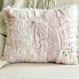 Pink Fawn Faux Fur Pillow For Woodland Nursery Decor - thumbnail 3