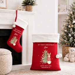 Personalised Velvet Santa Sack Or Stocking - My First Christmas Merry Xmas Baby's 1St Present Gift Wrap - thumbnail 3