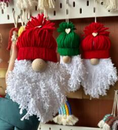 Macrame Santa Figure - Christmas Ornaments, Tree Decor Handmade Angel Star Ornament Cotton Gift