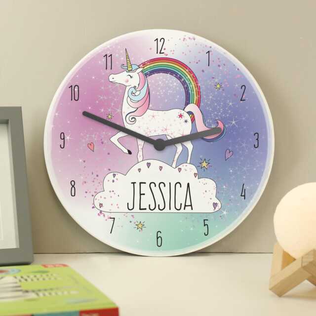 Personalised Unicorn Wooden Clock - Gift For Girls Birthday - image 1