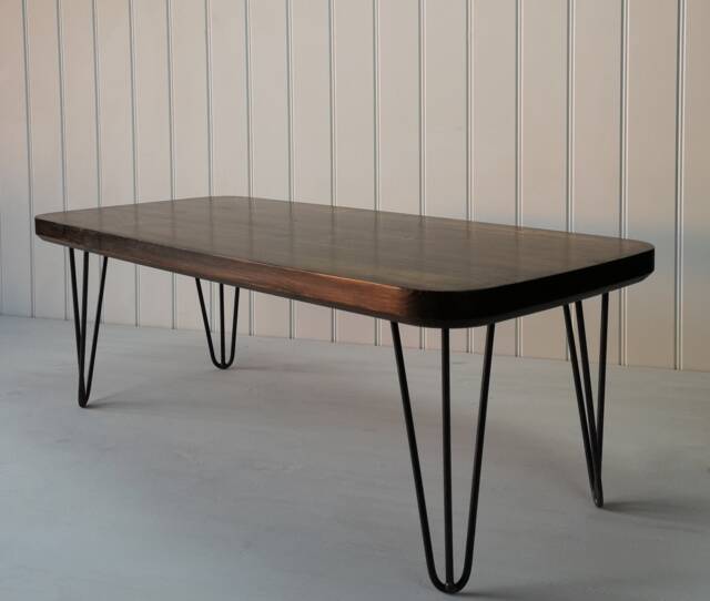 Retro Coffee Table, A Vintage Style With Metal Hairpin Legs-Rectangle - image 1