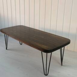 Retro Coffee Table, A Vintage Style With Metal Hairpin Legs-Rectangle - thumbnail 2