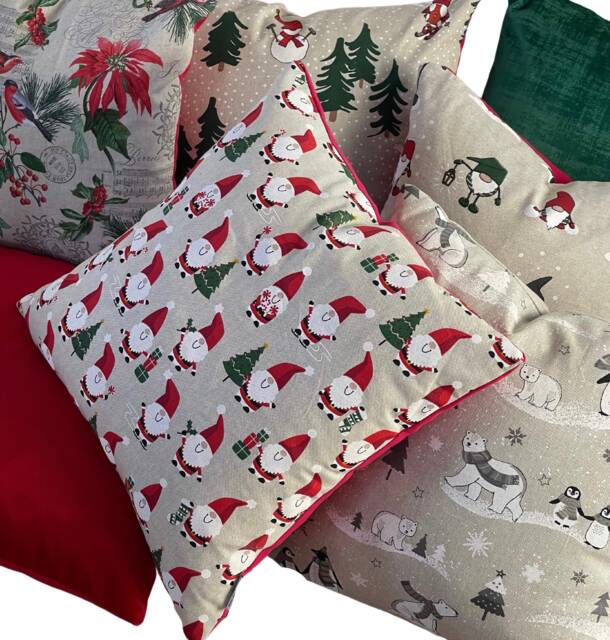 Santa's Delight Festive Cushion Cover With Sleigh, Christmas Tree & Presents - image 1