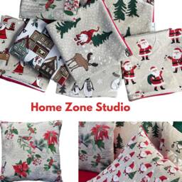Santa's Delight Festive Cushion Cover With Sleigh, Christmas Tree & Presents - thumbnail 4