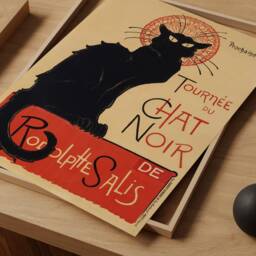 Black Cat Print, Tourn??e Du Chat Noir Art Deco, Vintage Poster, Printable Wall Art, Nouveau Home Decor, Paris Retro Illustration, Canvas - thumbnail 2