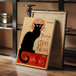 Black Cat Print, Tourn??e Du Chat Noir Art Deco, Vintage Poster, Printable Wall Art, Nouveau Home Decor, Paris Retro Illustration, Canvas - thumbnail 3