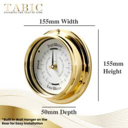 Tabic Tide Clock, Traditional Brass Tideclock, Heavy Lacquered - 1/2Kg, Classic Nautical Clock, Gift, Handmade in England - thumbnail 3