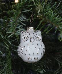 Handmade Ceramic Owl Ornament - Delfts Blue Christmas Decor