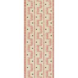 Handmade Scandinavian Kilim Runner Rug, Geometric Pink, Beige & Brown Wool Carpet - thumbnail 3