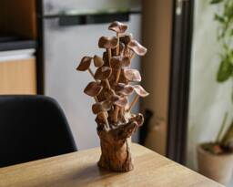 Wooden Mushroom Sculpture 11 Inch/27 cm, Personalized Statue, Carving, Home Decor, Room Living Room, Office Gift Idea - thumbnail 1