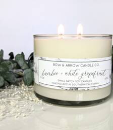 15 Oz Natural Soy Candle Bamboo Grapefruit Scented - Double Wick Vegan Gift Idea