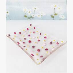Handmade Pink Daisy Design Glass Soap Dish - thumbnail 2