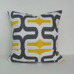 Yellow & Gray Geometric Pillow Cover Modern Throw Cushion - 18 X 18 - thumbnail 3