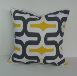 Yellow & Gray Geometric Pillow Cover Modern Throw Cushion - 18 X 18 - thumbnail 1