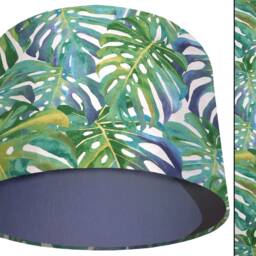 Tropical Monstera Leaf Lampshade Green & Blue Ceiling Or Table Light - thumbnail 3
