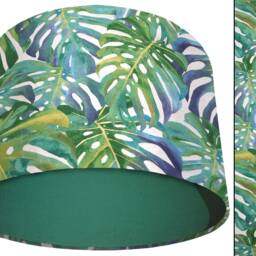 Tropical Monstera Leaf Lampshade Green & Blue Ceiling Or Table Light - thumbnail 2