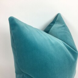 Aqua Green Velvet Pillow Case, Turquoise Cushion Cover, Heavy Cotton Home Decor - thumbnail 3