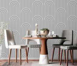 Neutral Boho Abstract Wallpaper Gray Bedroom Wall Mural Removable Monochrome Ornament Home Decor Art Customizable Murals - thumbnail 1