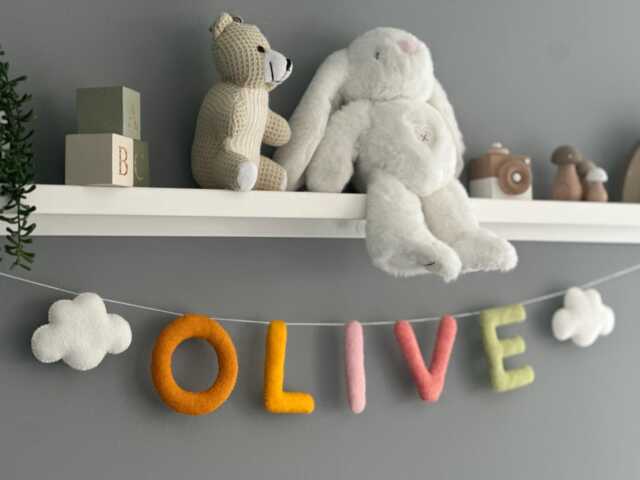 Name Bunting, Nursery Decor, Personalised Felt Name, Name Sign, Garland, Baby Gift - image 1