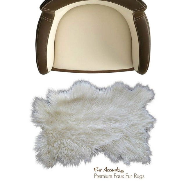 Faux Sheepskin Rug - Plush Shag, Random Pelt Shape Handmade Usa - image 1