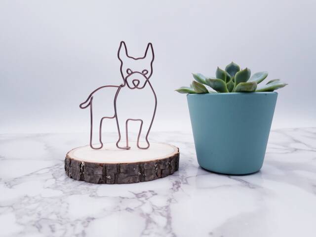 Aluminum Wire Pitbull Sculpture, Pet Memorial, Dog Lover Gift - image 1