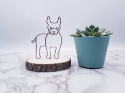 Aluminum Wire Pitbull Sculpture, Pet Memorial, Dog Lover Gift - thumbnail 1