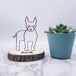 Aluminum Wire Pitbull Sculpture, Pet Memorial, Dog Lover Gift - thumbnail 2