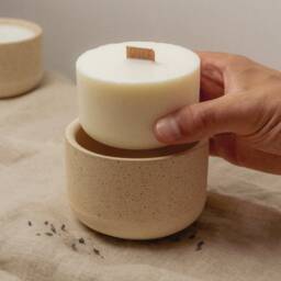 Rose & Lemon Leaf Refill, Botanical Soy Wax Candle Wood Wick, Stoneware Candle, Eco Friendly Gift, Mum Gift - thumbnail 2
