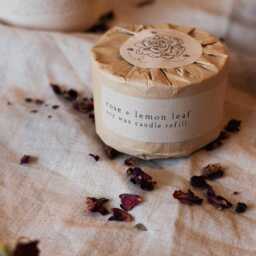 Rose & Lemon Leaf Refill, Botanical Soy Wax Candle Wood Wick, Stoneware Candle, Eco Friendly Gift, Mum Gift - thumbnail 4