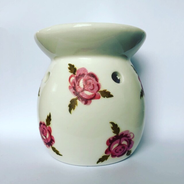 Scattered Rose Wax Burner - Ceramic, Handmade, Hand Decorated, Melts, Home Fragrance