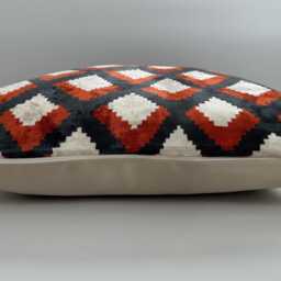 Silk Velvet Cushion Cover, Aztec Diamond Pillow, Turkish Jacquard Cushion, Ikat Decorative Pillow 20''x20''/50x50 cm - thumbnail 3