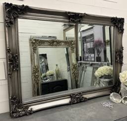 "Antique Silver Ornate French Decorative Wall Mirror 108cm X 78cm 42.5"" 30.5"