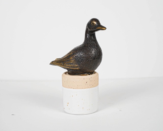 Bronze Mom Duck Statue, Animal Figurine, Art, Unique Miniature, Handmade Housewarming, Kitchen Decor, Grandfather Gift, Gift For Her - image 1